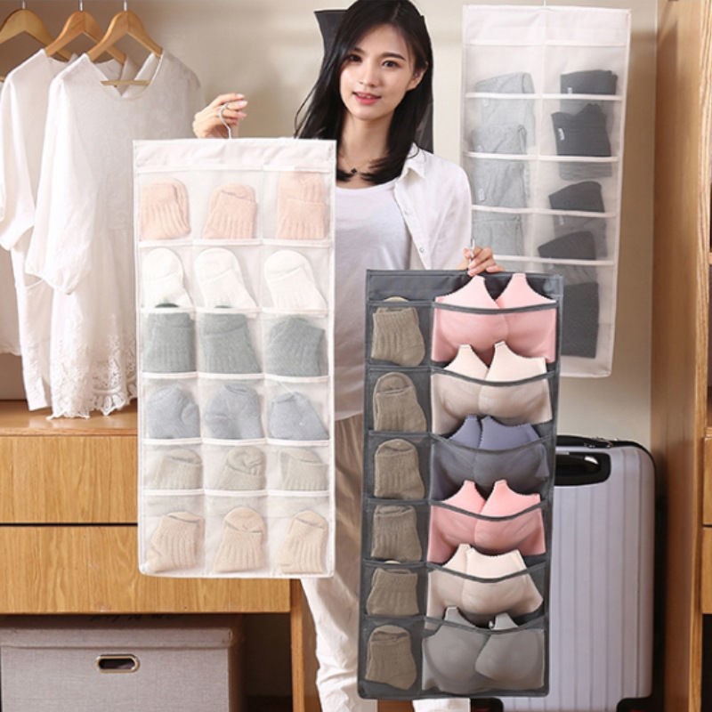 Sock Organizer Tray - Wall Hanging Fabric Underwear Sock Storage