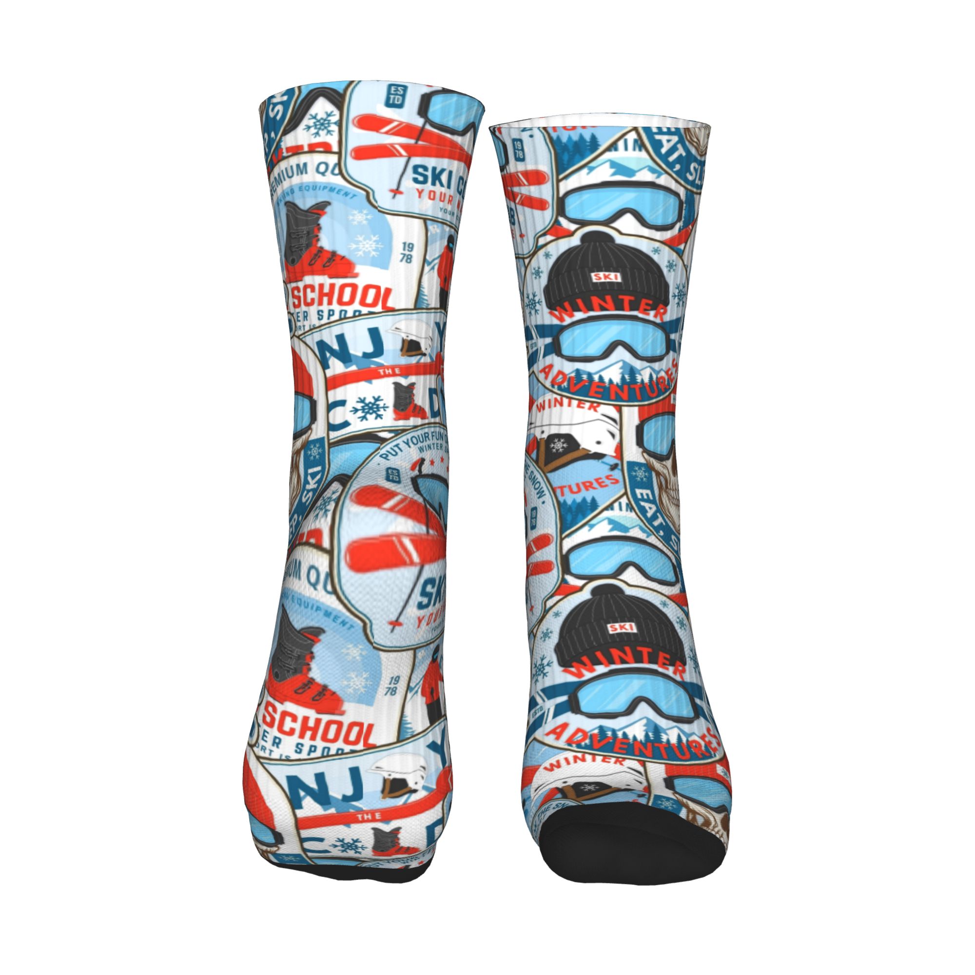 Vintage Red Blue Ski Club Seam - Dress Sock Men recension och pris