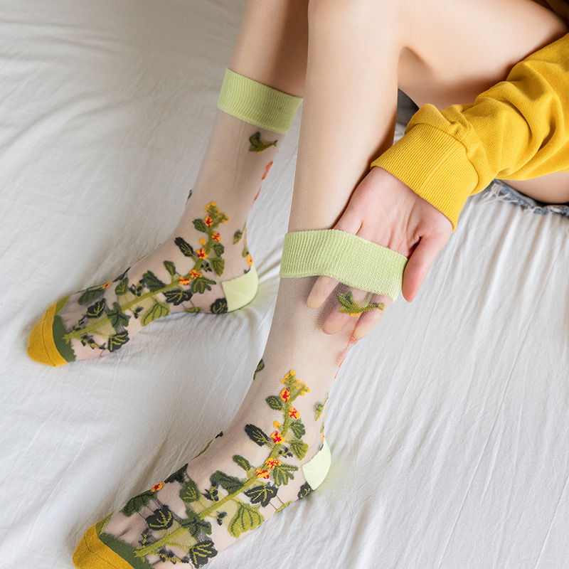 1/4 Pairs Retro Flower Women G - Silk Sock Bamboo recension och pris