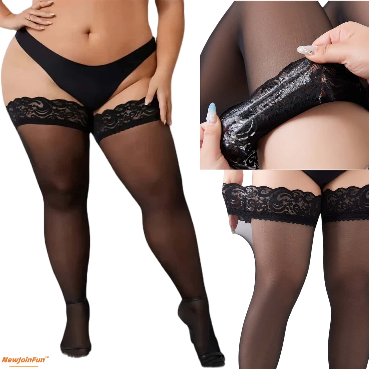 5pairs set Woman Plus Size Lac - Thigh High Sock Stay Up recension och pris