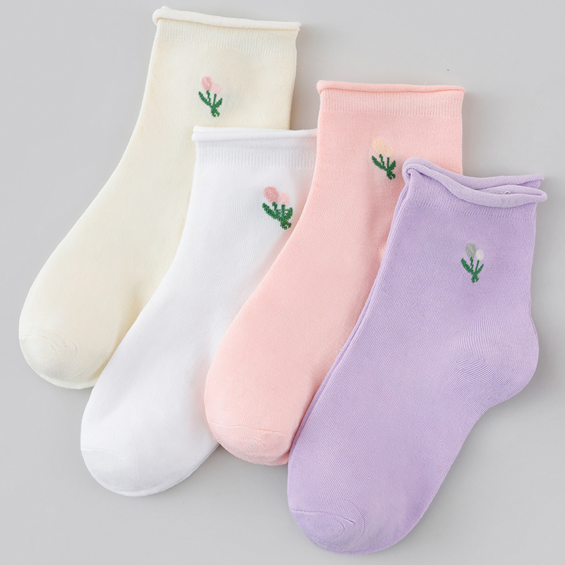 4/8/12 Packs Random Women Flor - Cotton Crew Sock Pack recension och pris
