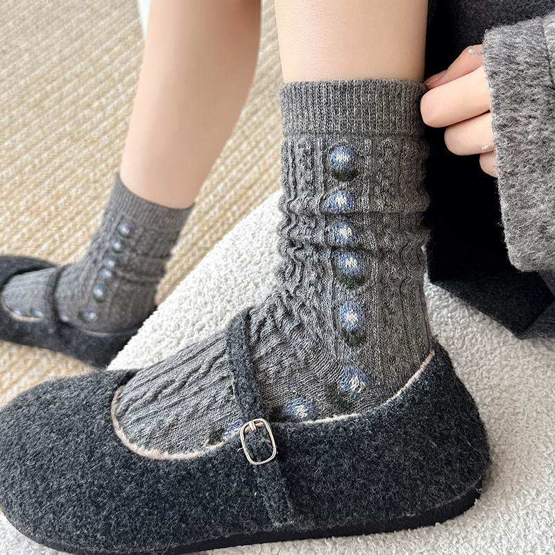 Korean Sweet Floral Wool Mid-C - Boot Sock Slouchy recension och pris