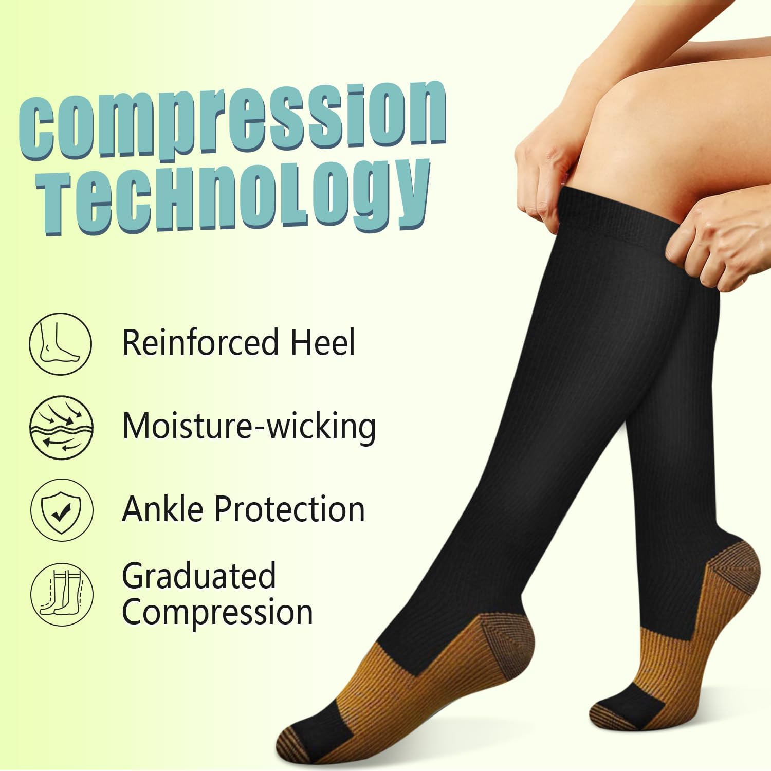 6 Pairs Solid Color Copper Com - Compression Sock Medical recension och pris
